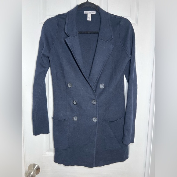 Cotton By Autumn Cashmere Navy Double-Breasted Blazer Size XS - Picture 1 of 6